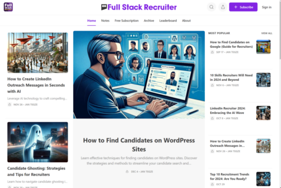 Full Stack Recruiter Newsletter